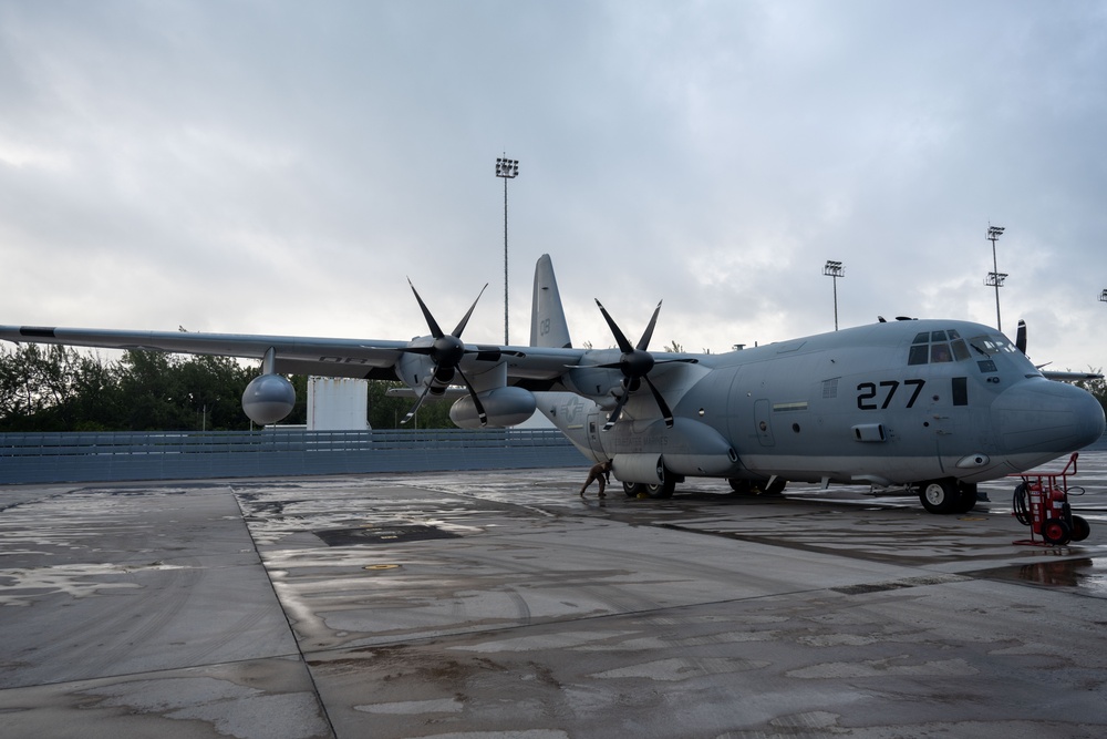 USMC KC-130J Super Hercules lands in Diego Garcia