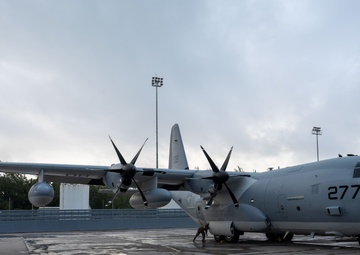 USMC KC-130J Super Hercules lands in Diego Garcia