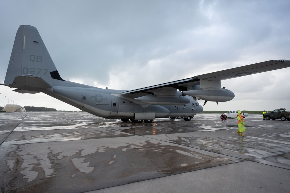 USMC KC-130J Super Hercules lands in Diego Garcia