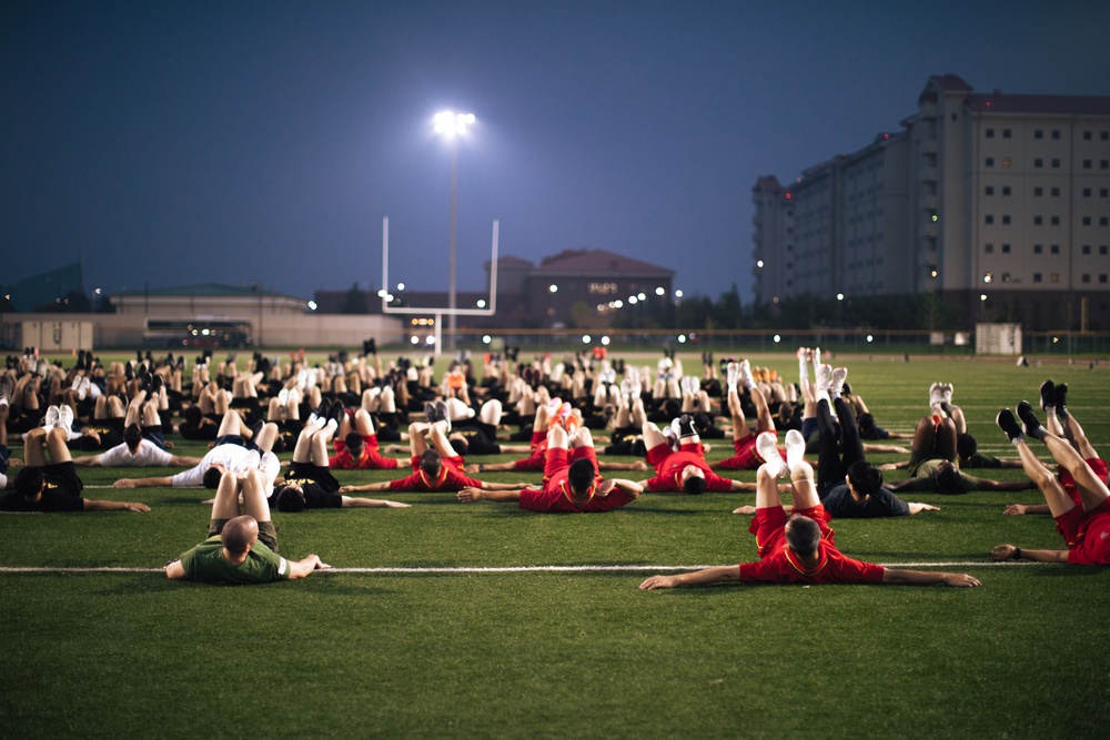 MARFORK Marines conduct joint and bilateral physical training with USFK, UNC and Republic of Korea Marine Corps senior enlisted leadership