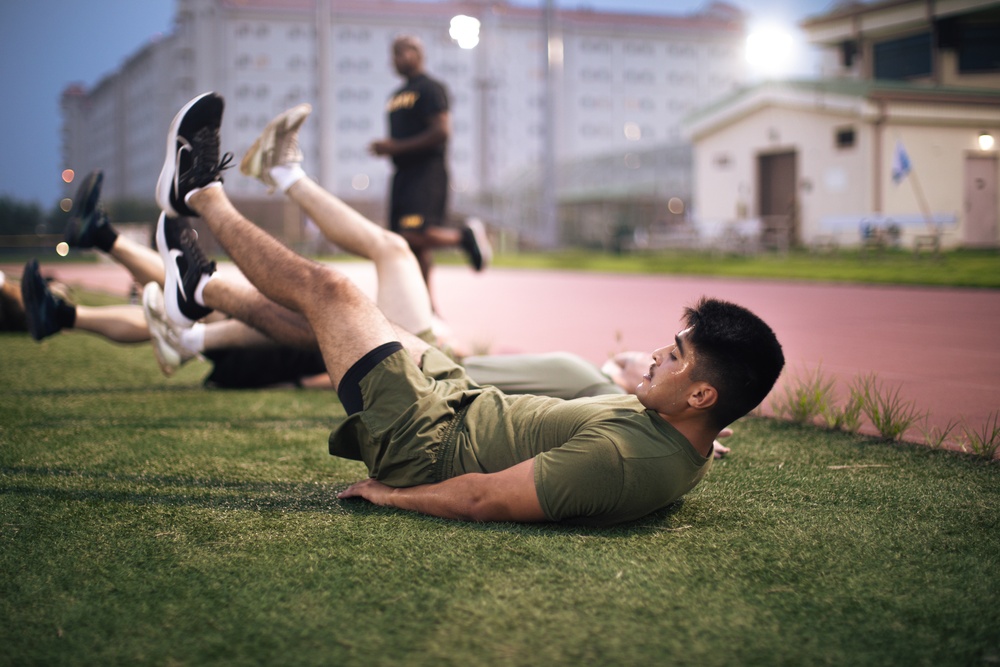 MARFORK Marines conduct joint and bilateral physical training with USFK, UNC and Republic of Korea Marine Corps senior enlisted leadership
