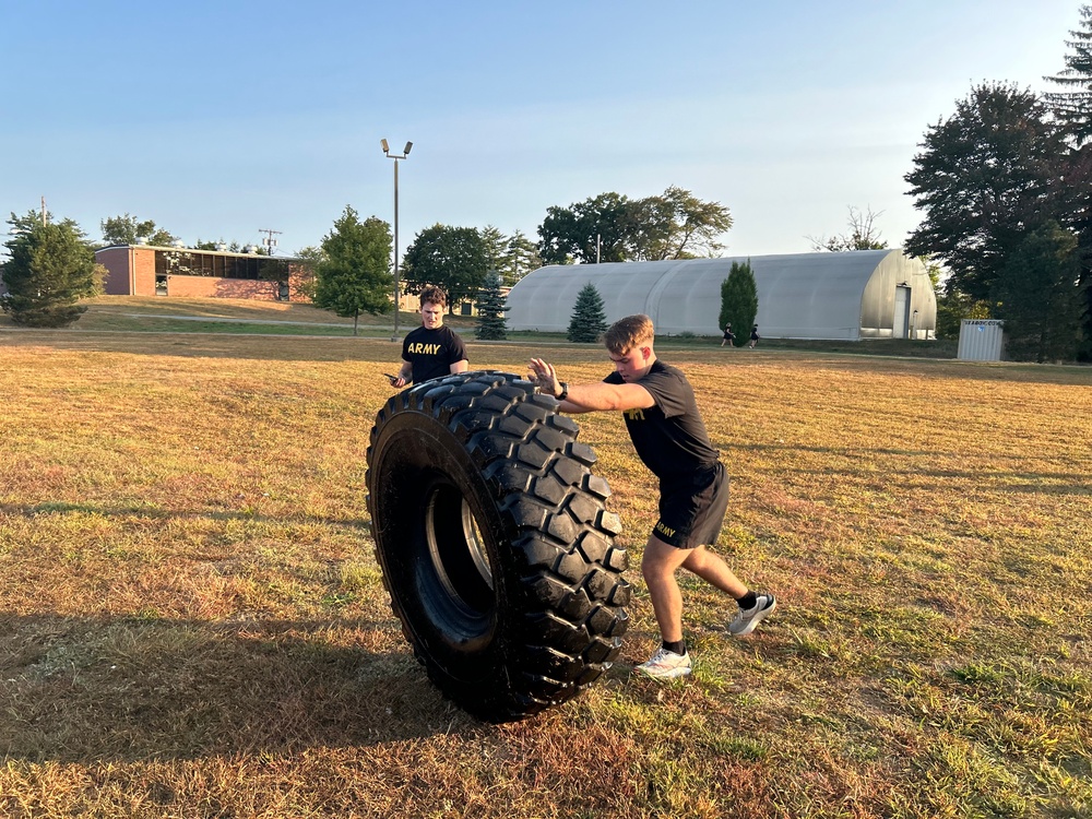 Flipping tires before class