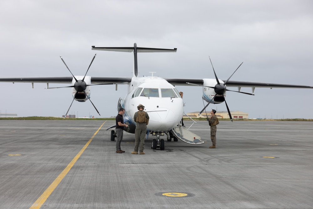MWSS-271 Marines fuel a U.S. Air Force C-146A Wolfhound as part of exercise Northern Viking 24