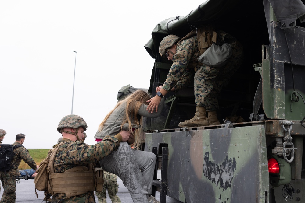 MWSS-271 Marines and Sailors respond to a simulated mass casualty as part of exercise Northern Viking 24