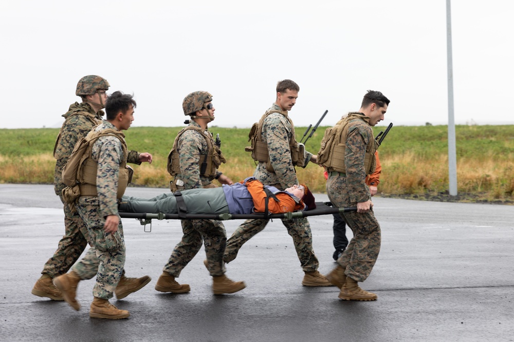 MWSS-271 Marines and Sailors respond to a simulated mass casualty as part of exercise Northern Viking 24