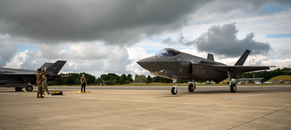 U.S. Airmen launch F-35s from RAF Marham during Agile Shield