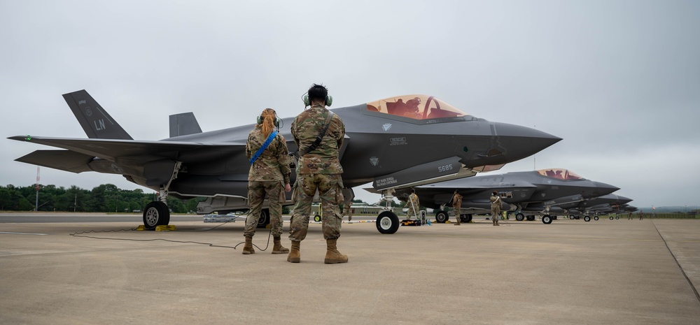 U.S. Airmen launch F-35s from RAF Marham during Agile Shield