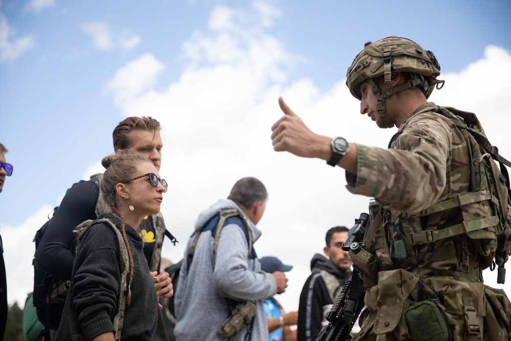 British soldier de-escalates angry crowd