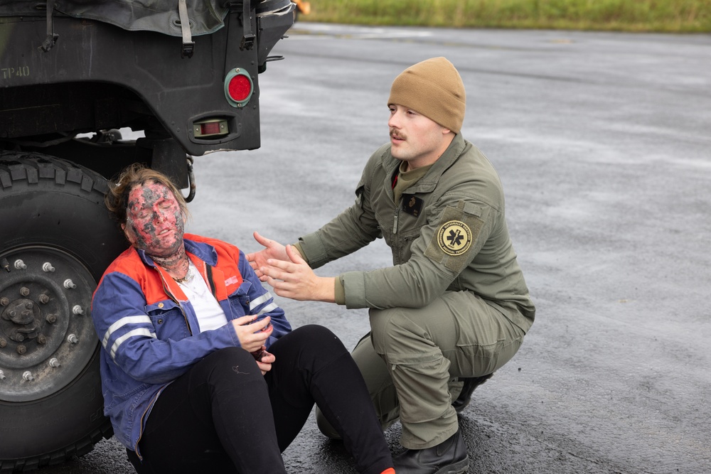 MWSS-271 Marines and Sailors respond to a simulated mass casualty as part of exercise Northern Viking 24