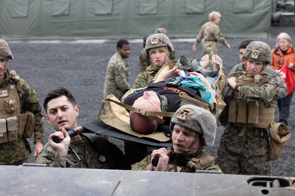 MWSS-271 Marines and Sailors respond to a simulated mass casualty as part of exercise Northern Viking 24