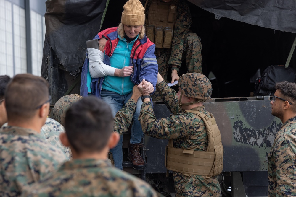 MWSS-271 Marines and Sailors respond to a simulated mass casualty as part of exercise Northern Viking 24