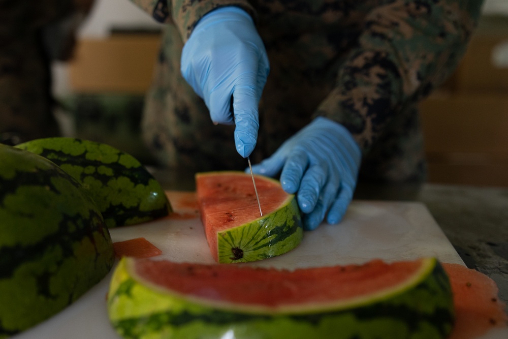 MWSS-271 Marines eat a warrior's meal as a conclusion to exercise Northern Viking 24