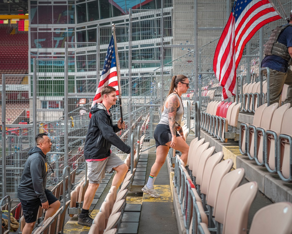 10th AAMDC and 52D ADA honor 9/11 firefighters with soccer stadium stair climb