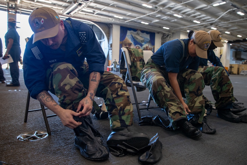 George Washington Sailors test chemical, biological, and radiological equipment