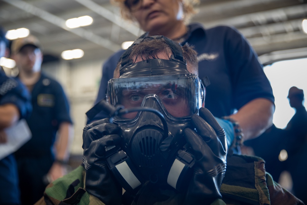 George Washington Sailors test chemical, biological, and radiological equipment