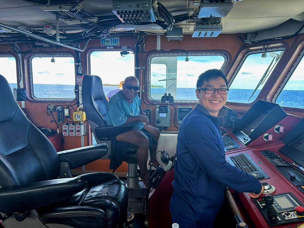 U.S. Coast Guard visits with Chief of Satawal Atoll, FSM, following rescue