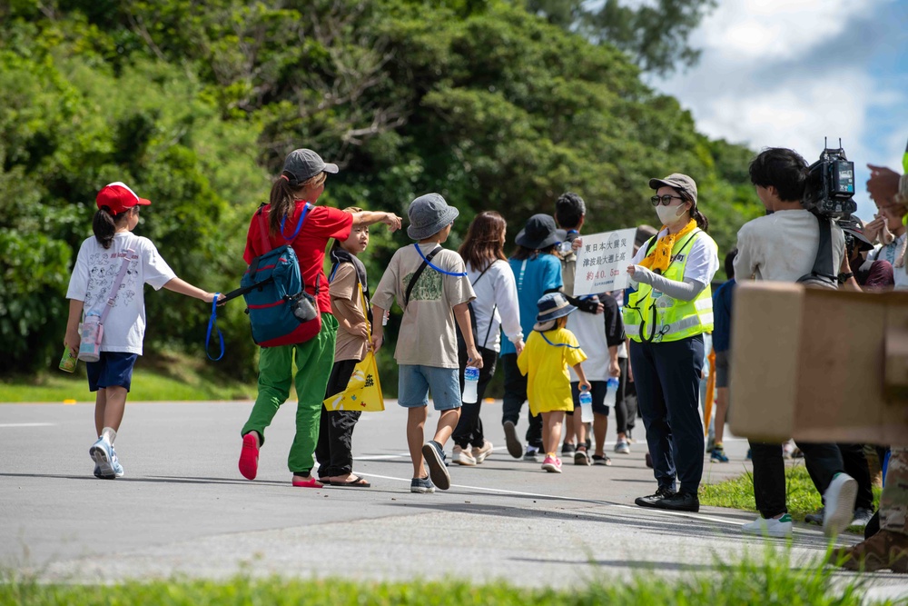 Kadena and local community conduct a tsunami evacuation drill