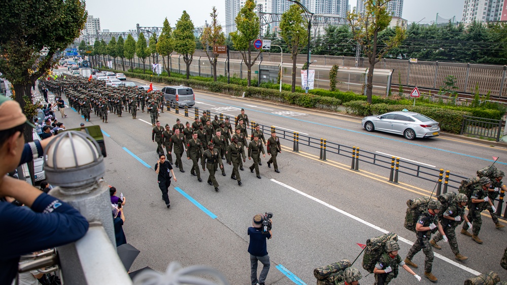 MARFORK Marines March in 74th Incheon Landing Victory Ceremony