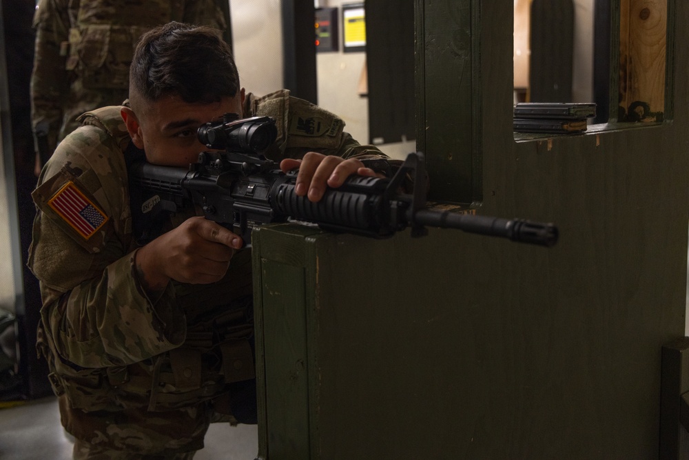 Southern European Task Force Africa Soldiers qualify at M4 Carbine indoor range