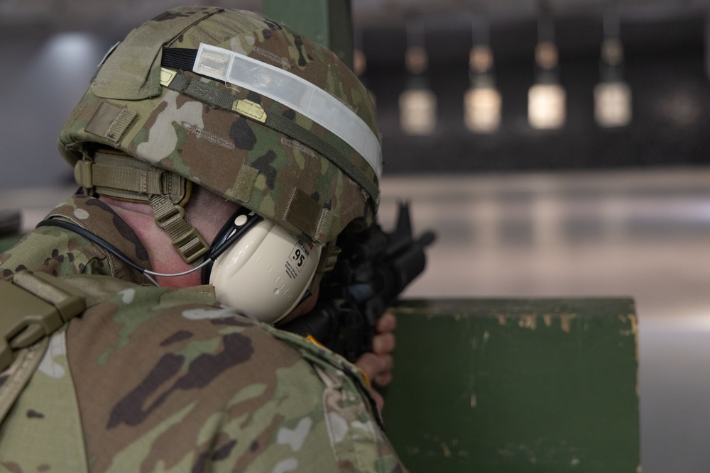 Southern European Task Force Africa Soldiers qualify at M4 Carbine indoor range