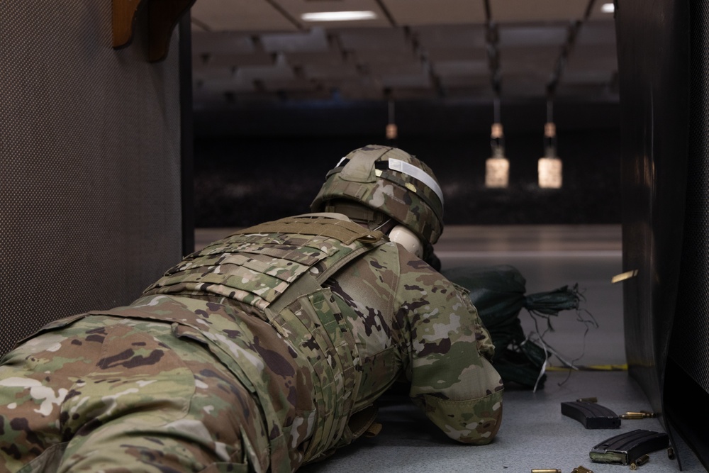 Southern European Task Force Africa Soldiers qualify at M4 Carbine indoor range