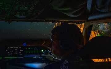 U.S. Air Force KC-135s refuel B-52 over North Sea