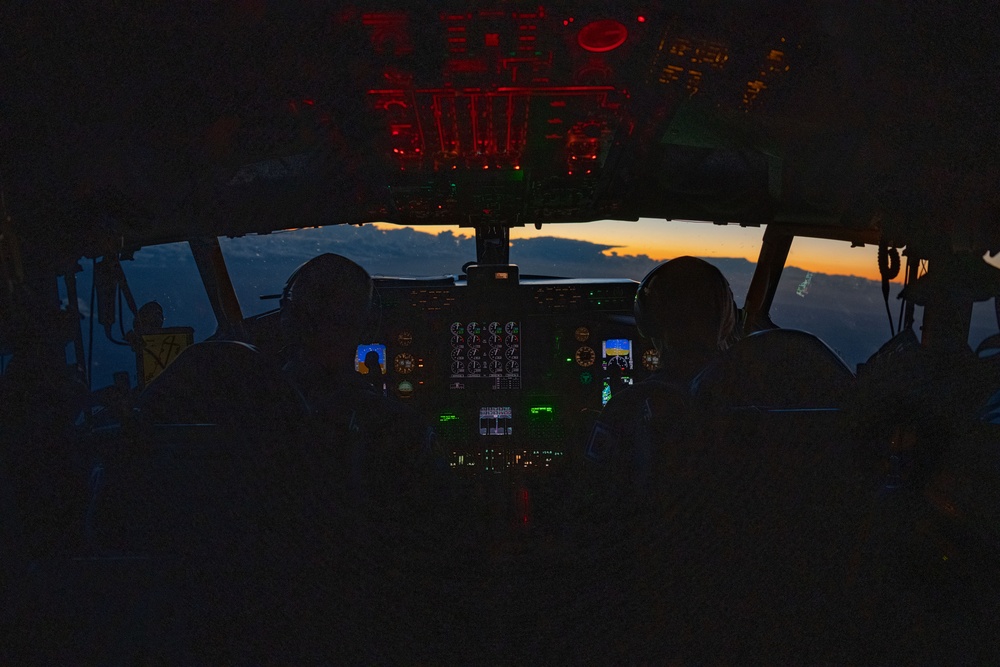 U.S. Air Force KC-135s refuel B-52 over North Sea