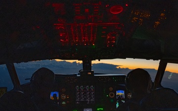 U.S. Air Force KC-135s refuel B-52 over North Sea