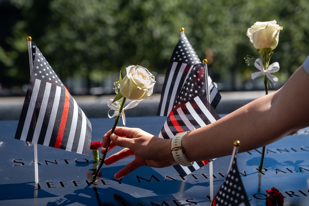 Coast Guard Members Lay Flowers During 9/11 Observance at Ground Zero