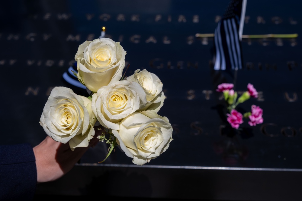 Coast Guard Members Lay Flowers During 9/11 Observance at Ground Zero