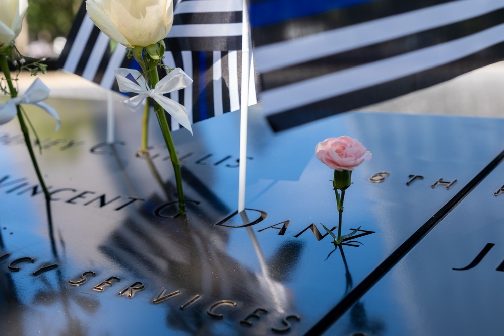 Coast Guard Members Lay Flowers During 9/11 Observance at Ground Zero