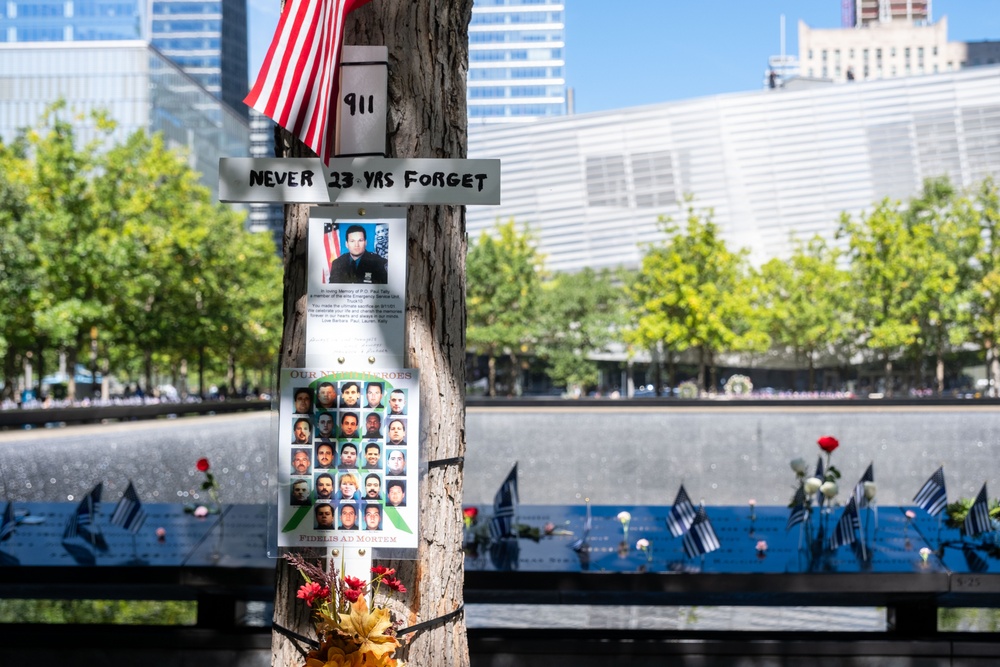 Coast Guard Members Lay Flowers During 9/11 Observance at Ground Zero