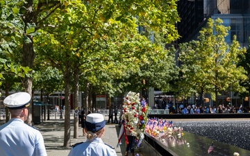 Coast Guard Members Lay Flowers During 9/11 Observance at Ground Zero