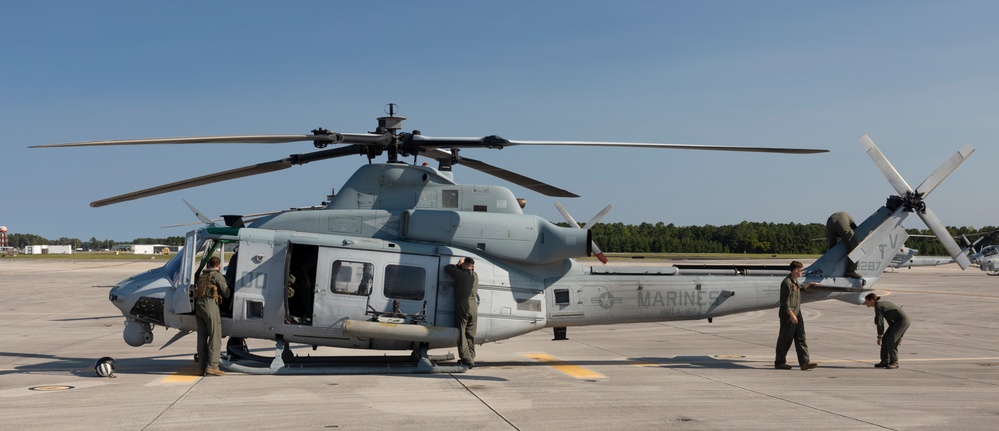 U.S. Marines with HMLA-167 conduct flight operations during Exercise Burmese Chase 24