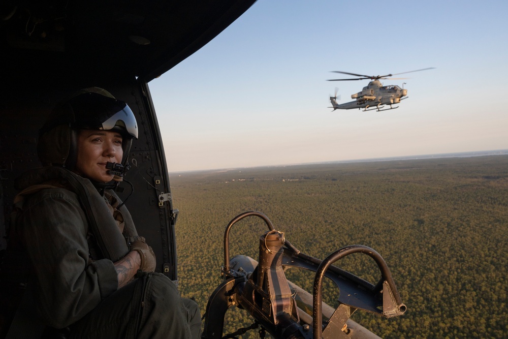 U.S. Marines with HMLA-167 conduct flight operations during Exercise Burmese Chase 24