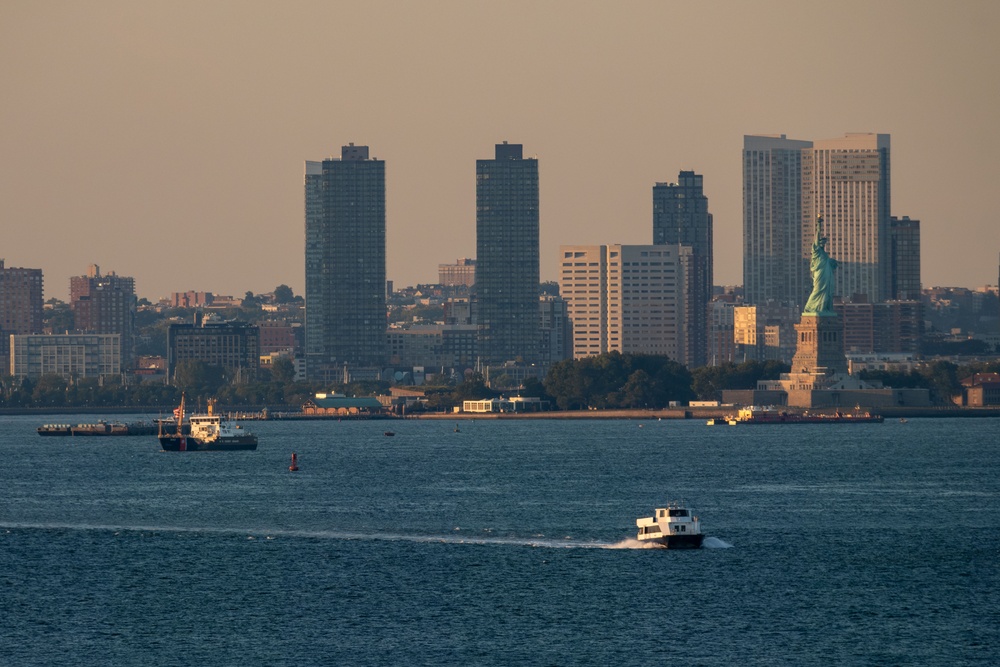 USCGC Katherine Walker Transits NYC Harbor Displaying American Flag in Honor of 9/11