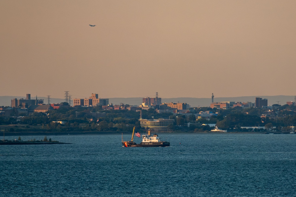 USCGC Katherine Walker Transits NYC Harbor Displaying American Flag in Honor of 9/11