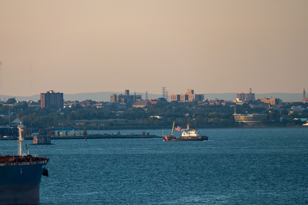 USCGC Katherine Walker Transits NYC Harbor Displaying American Flag in Honor of 9/11