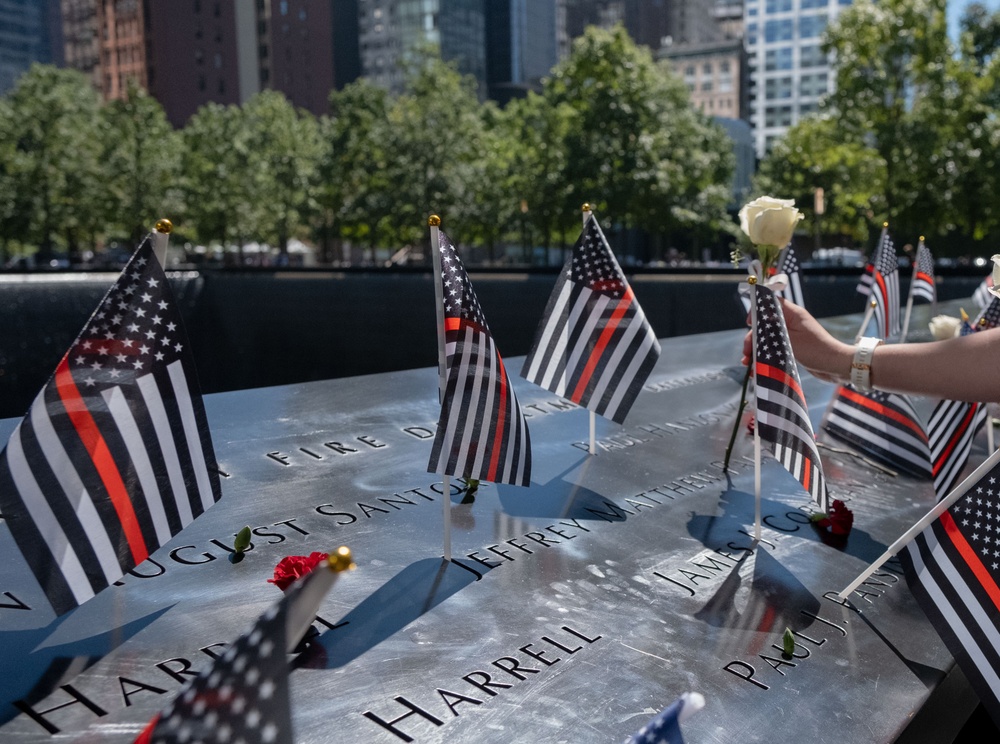 Coast Guard Members Lay Flowers During 9/11 Observance at Ground Zero