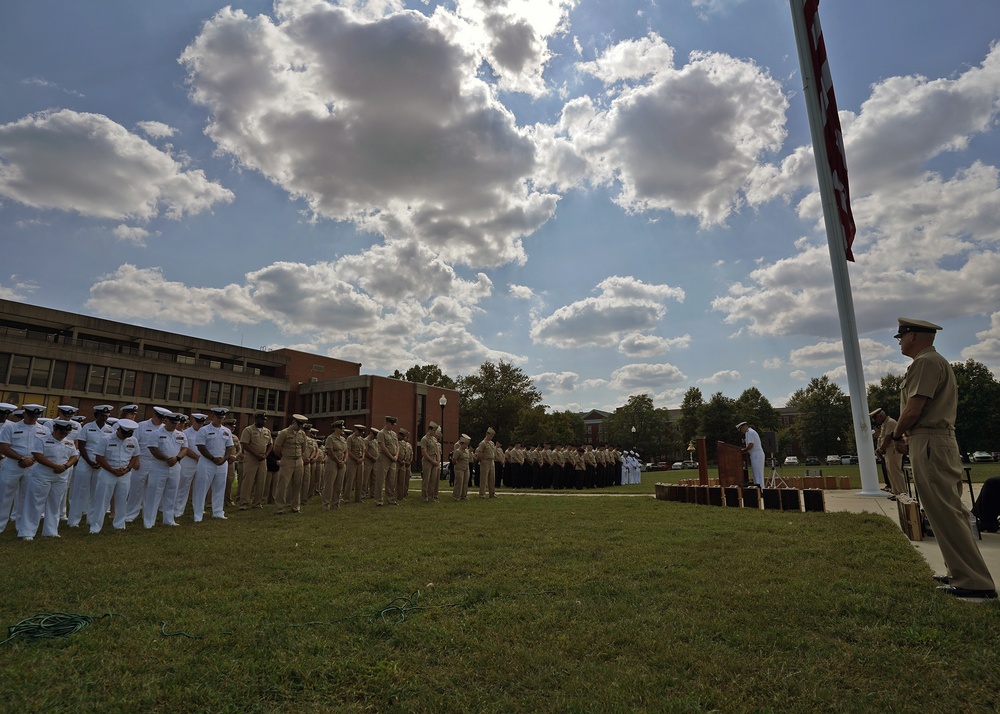 Fort George G. Meade service members participate in a 9/11 remembrance ceremony on Sept. 11, 2024.