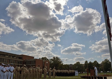 Fort George G. Meade service members participate in a 9/11 remembrance ceremony on Sept. 11, 2024.