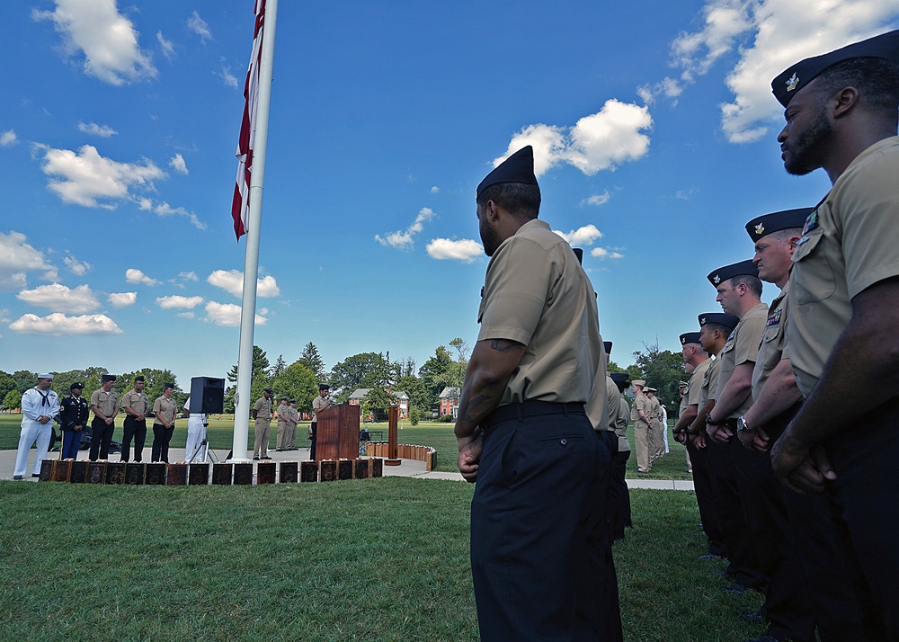 Fort George G. Meade service members participate in a 9/11 remembrance ceremony on Sept. 11, 2024.