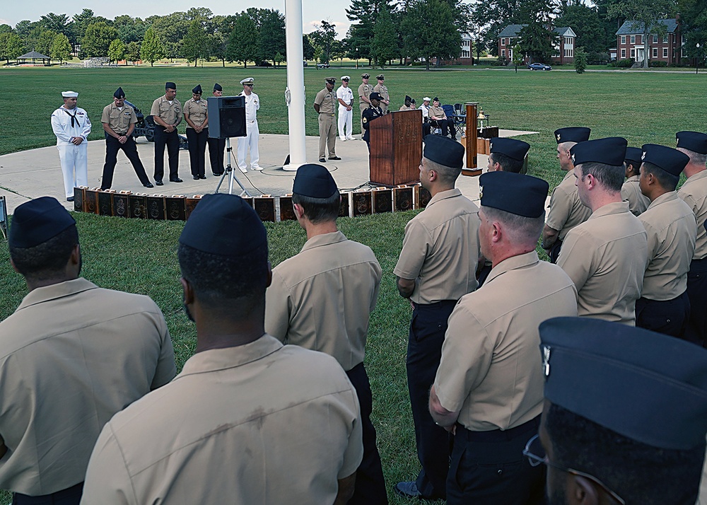 Fort George G. Meade service members participate in a 9/11 remembrance ceremony on Sept. 11, 2024.