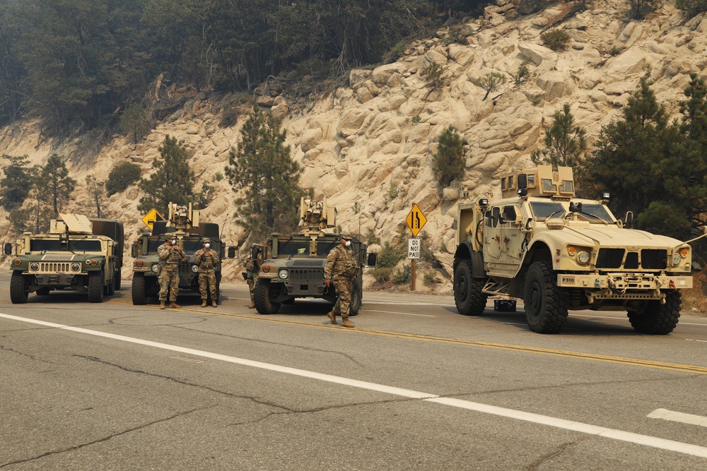 National Guardsmen from the California Army National Guard's 330th Military Police support efforts to contain Line Fire