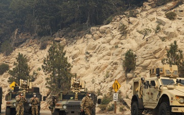 National Guardsmen from the California Army National Guard's 330th Military Police support efforts to contain Line Fire