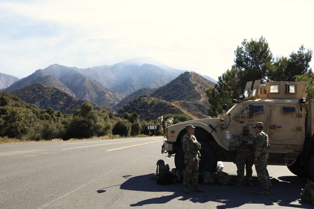 National Guardsmen from the California Army National Guard's 330th Military Police support efforts to contain Line Fire