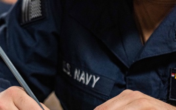 USS Ronald Reagan (CVN 76) Sailors take Navy-wide advancement exam