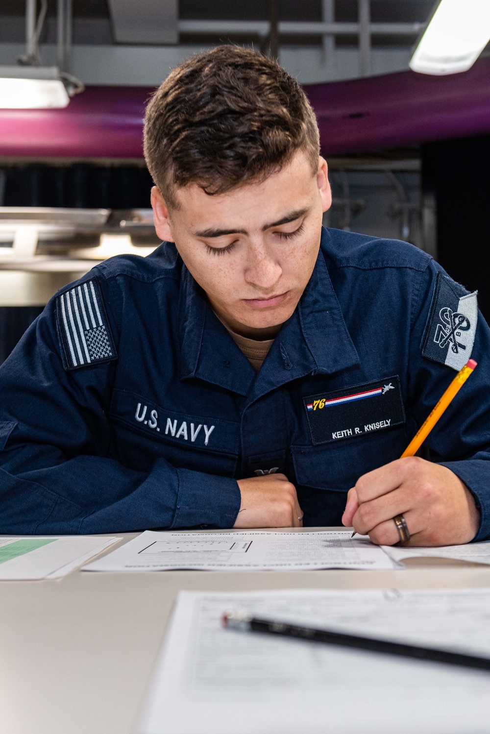 USS Ronald Reagan (CVN 76) Sailors take Navy-wide advancement exam