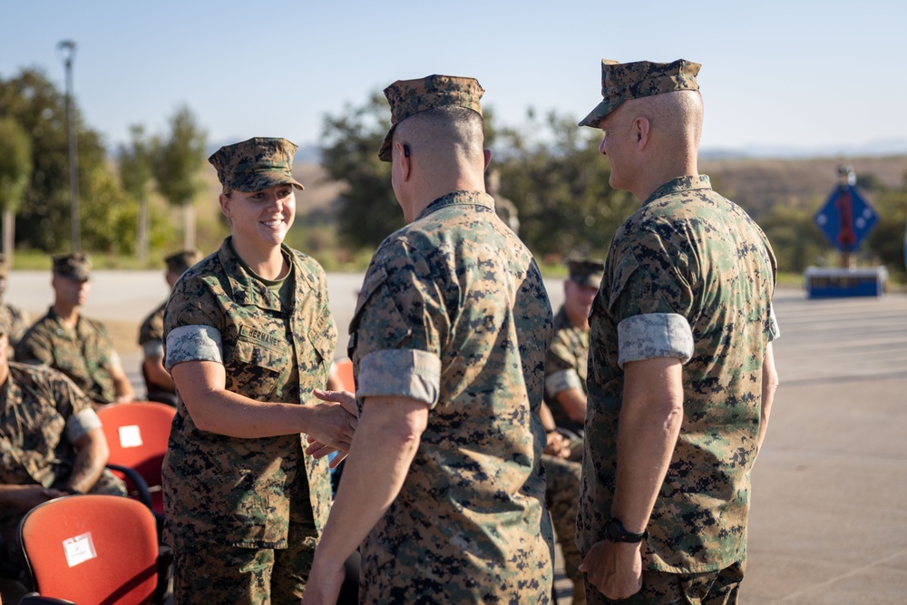 1st Marine Division leaders recognize Marines, Sailors during morning colors ceremony