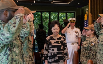 Ms. Yi Ok Yop Receives Navy Meritorious Civilian Service Award During Retirement Ceremony After 48 Years of Service